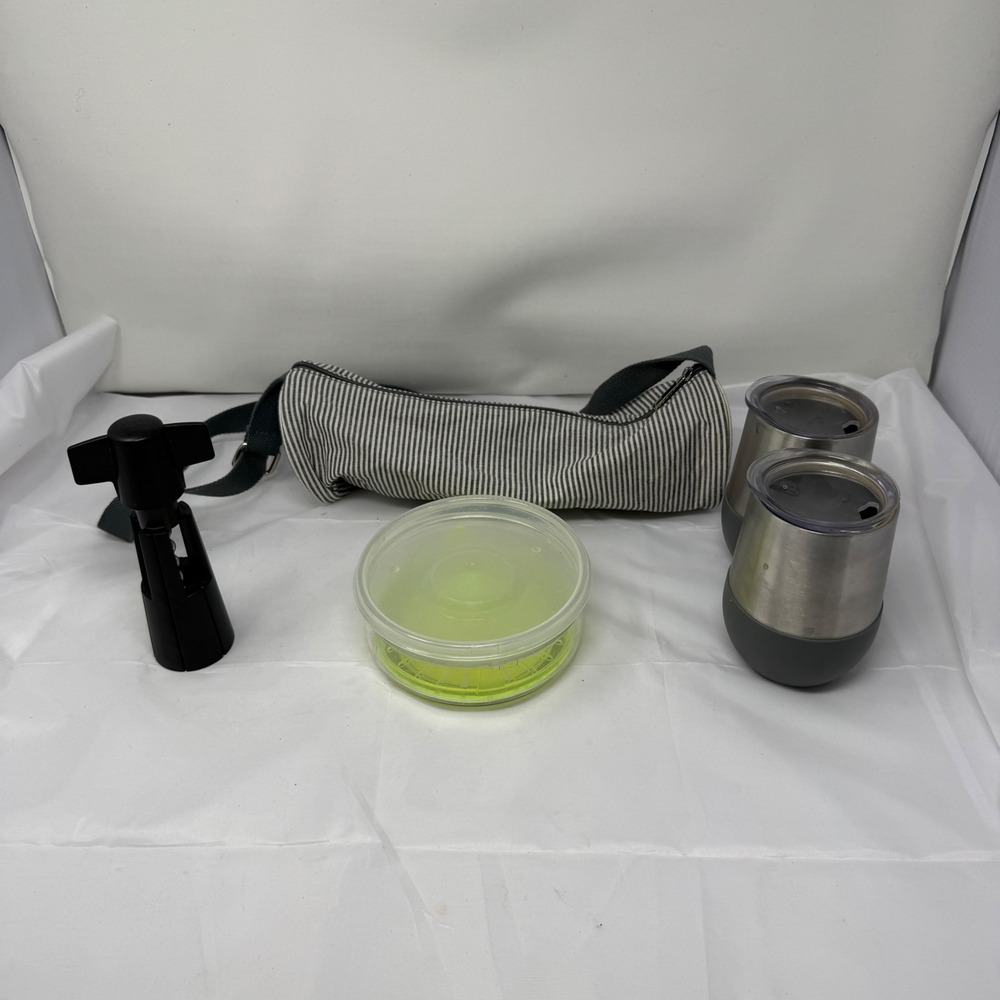 Pampered Chef Outdoor Wine Tumbler Set with Bag Corkscrew plus MORE